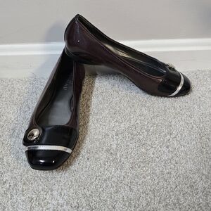 HOGAN Italy Dark Plum/ Black Patent Leather Ballet Flats US Sz 7.5 EU 37.5‎